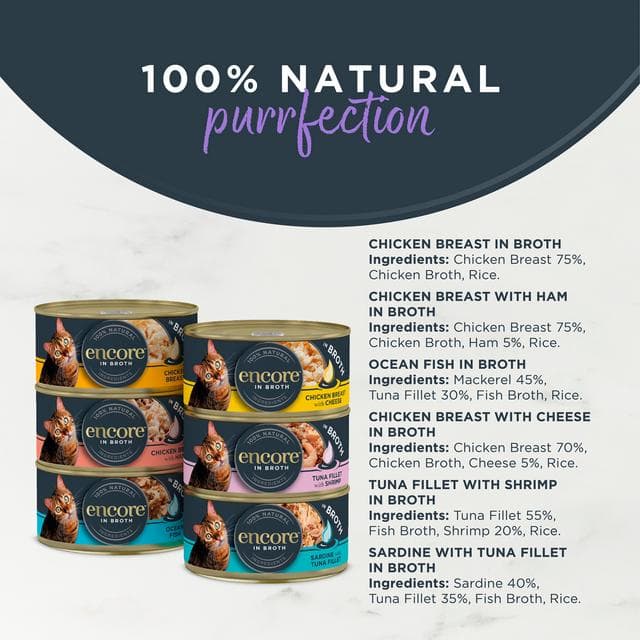 Encore Finest Selection In Broth Natural Cat Food Tins 12 x 70g - gallery image 2