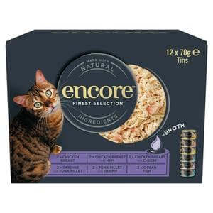 Encore Finest Selection In Broth Natural Cat Food Tins 12 x 70g