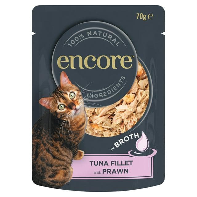 Encore Tuna with Prawn In Broth Natural Cat Food Pouch 70g - gallery image 1