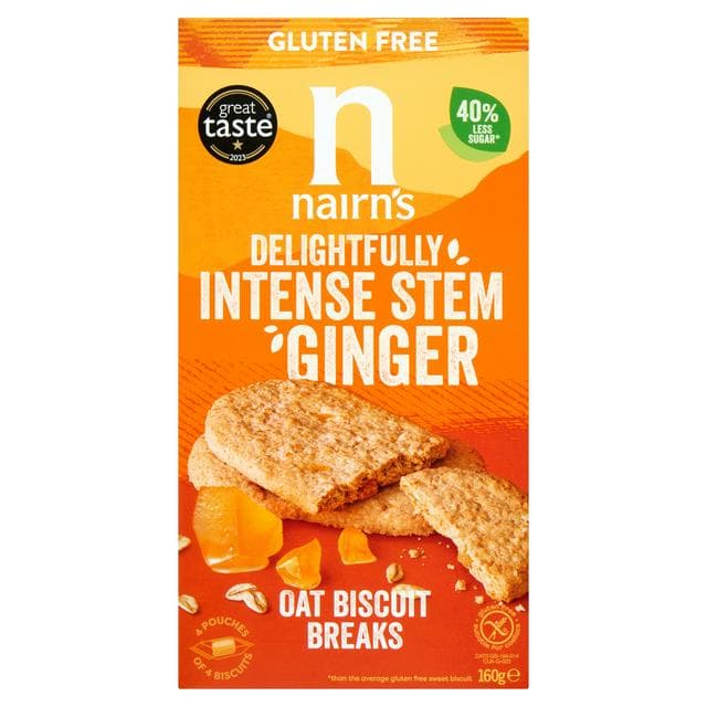 Nairn's Gluten Free Biscuit Breaks Oats & Stem Ginger 160g - gallery image 1