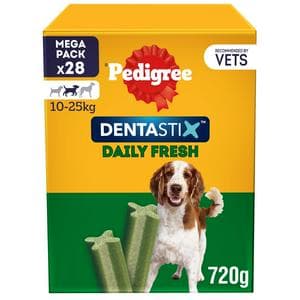 Pedigree Dentastix Fresh Adult Medium Dog Treats Dental Sticks x28 720g