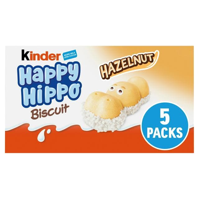 Kinder Happy Hippo Milk Hazelnut & Chocolate Biscuits Multipack 5x20.7g - gallery image 1