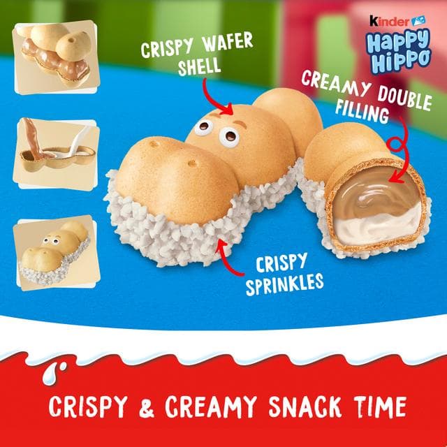 Kinder Happy Hippo Milk Hazelnut & Chocolate Biscuits Multipack 5x20.7g - gallery image 2