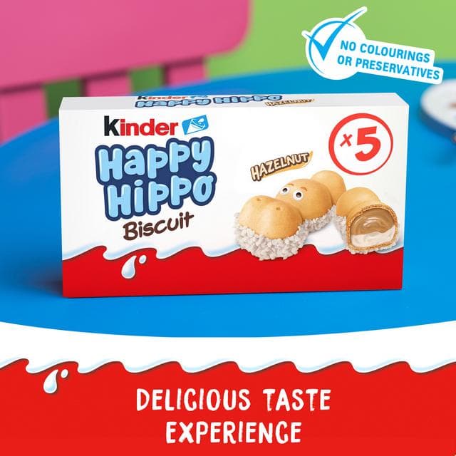 Kinder Happy Hippo Milk Hazelnut & Chocolate Biscuits Multipack 5x20.7g - gallery image 3