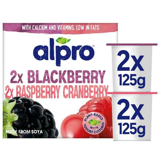 Alpro Raspberry Cranberry & Blackberry Yoghurt Alternative 4x125g - gallery image 1