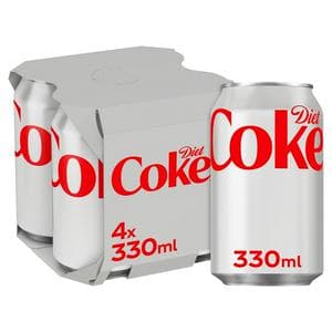 Diet Coke Cola 4 x 330ml Cans