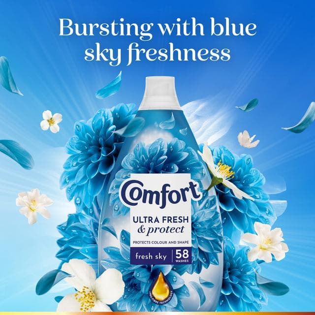 Comfort Ultra Fresh & Protect 58 washes Fresh Sky Fabric Conditioner 870ml - gallery image 3