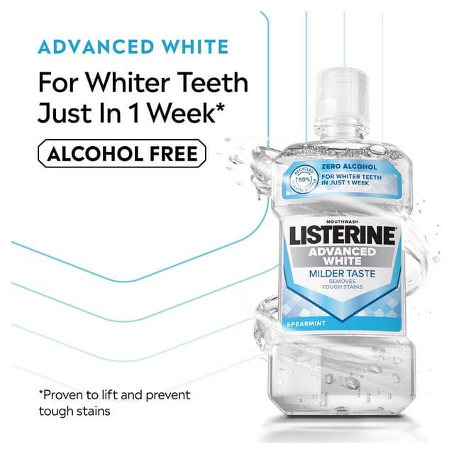 Listerine Advanced White Milder Taste Mouthwash 500ml - gallery image 2