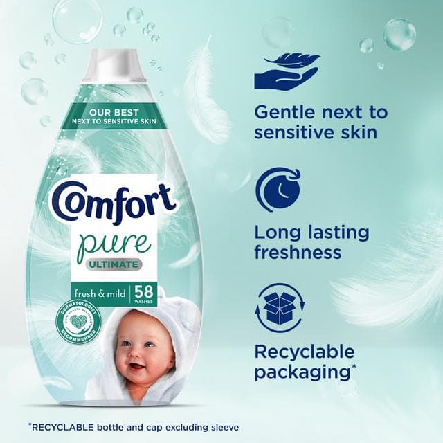 Comfort Fabric Conditioner Pure Ultra Concentrated 58 Washes 870ml - gallery image 2
