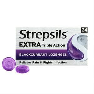 Strepsils 24 Blackcurrant Extra Triple Action Lozenges