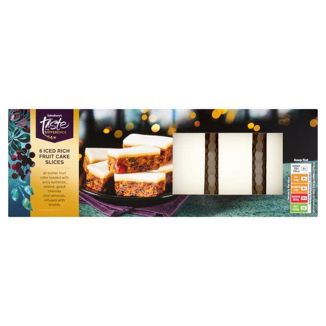 Sainsbury's 6 x Iced Rich Fruit Cake Slices, Taste the Difference 285g - gallery image 1