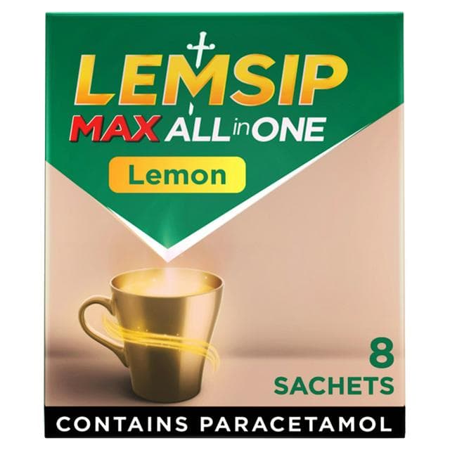 Lemsip Max All In One Cold & Flu Lemon Sachets x8 - gallery image 1