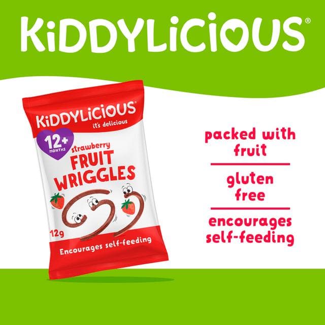 Kiddylicious Strawberry Wriggles Baby Snacks 4x12g - gallery image 2