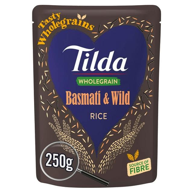 Tilda Microwave Rice Wholegrain Basmati & Wild 250g - gallery image 1