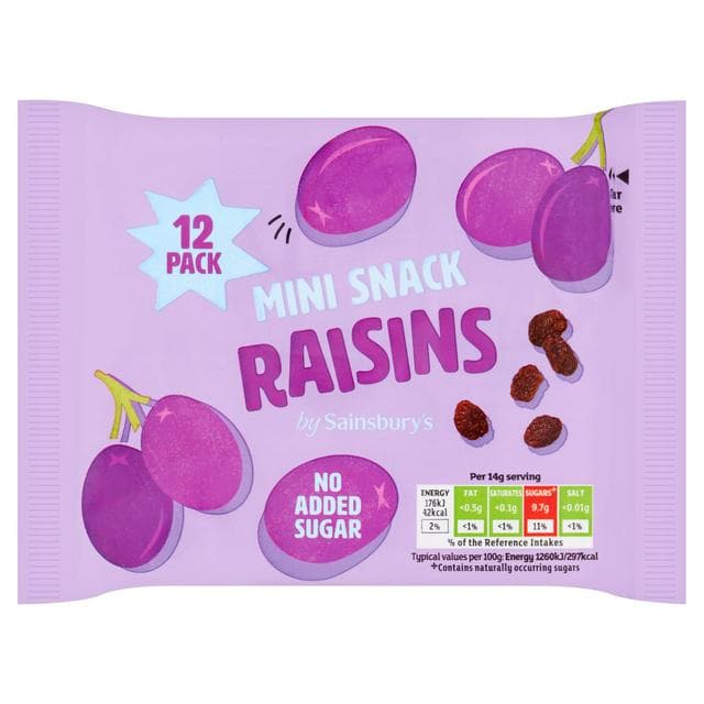 Sainsbury's Mini Snack Raisins 12x14g - gallery image 1