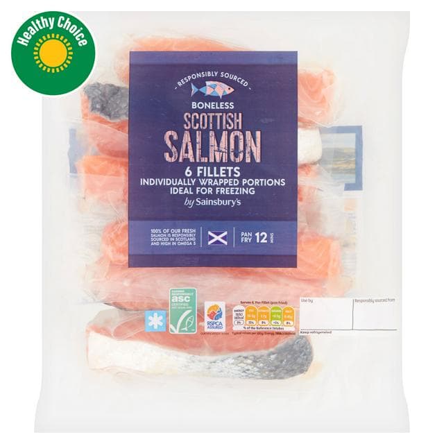 Sainsbury's 6 x Boneless Scottish Salmon Fillets 720g - gallery image 1