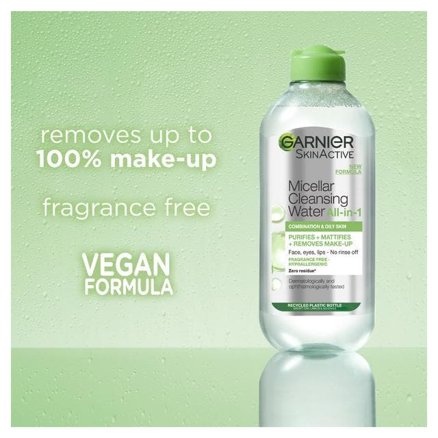 Garnier Micellar Water Facial Cleanser Makeup Remover For Combination Skin 400ml - gallery image 2