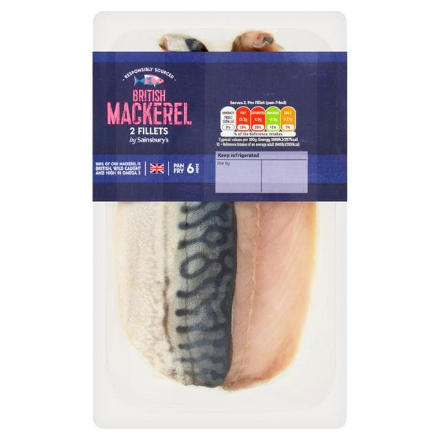 Sainsbury's 2 British Mackerel Fillets 180g - gallery image 1