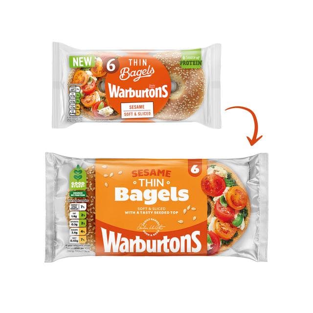 Warburtons Sesame Thin Bagels x6 - gallery image 3