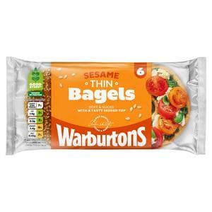 Warburtons Sesame Thin Bagels x6