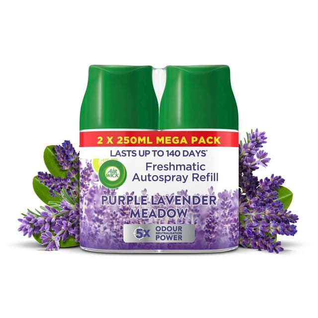 Air Wick Purple Lavender Meadow Freshmatic Autospray Twin Refill Air Freshener 2x250ml - gallery image 1