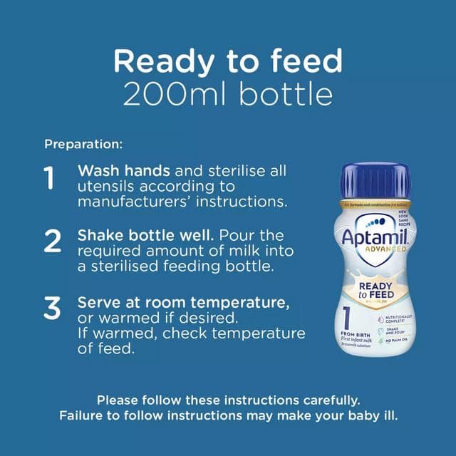 Aptamil Advanced 1 First Infant Baby Milk Formula Liquid From Birth Ready To Feed 200ml - gallery image 6