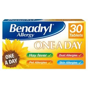 Benadryl Allergy One A Day 10mg Tablets Long Lasting Relief Tablets x30