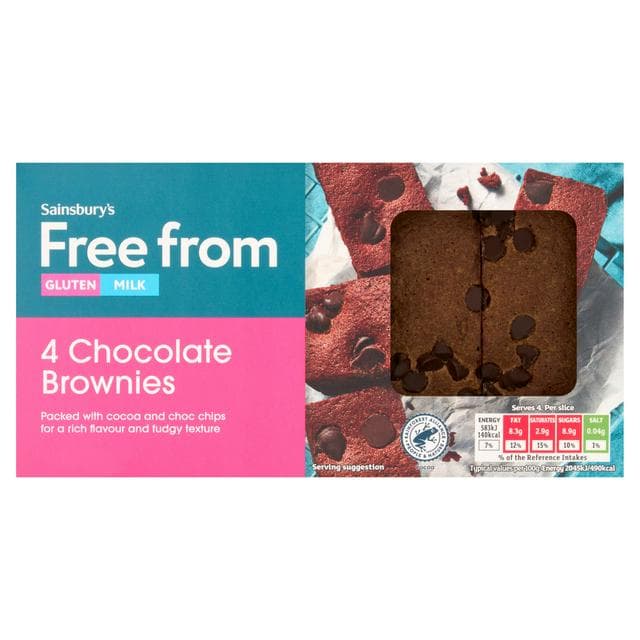 Sainsbury's Free From Chocolate Brownies x4 - gallery image 1