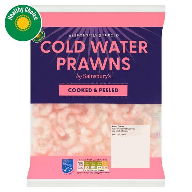 Sainsbury's Frozen Cooked & Peeled Cold Water Prawns MSC 250g - gallery image 1