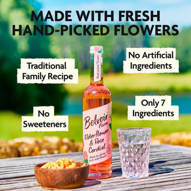 Belvoir Farm Elderflower & Rose Cordial 500ml - gallery image 2
