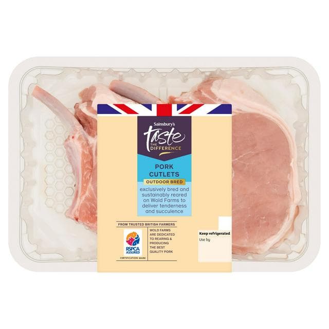 Sainsbury's Outdoor Bred British Pork Cutlets, Taste the Difference x2 550g - gallery image 1