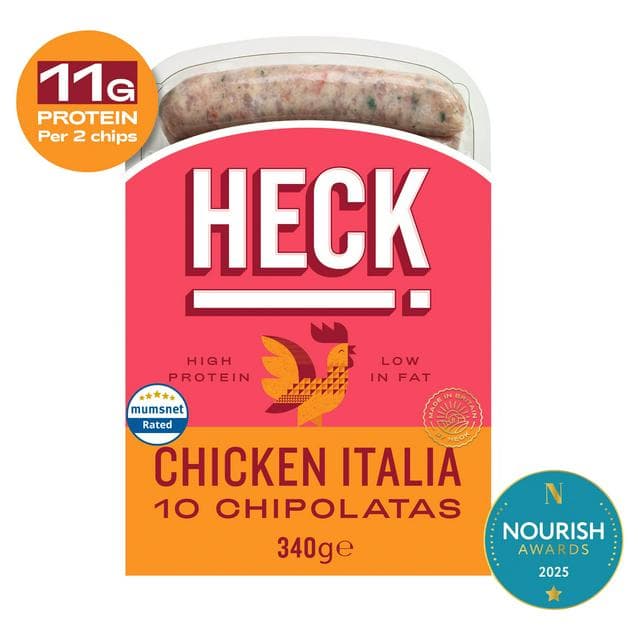 Heck Chicken Italia Gluten Free Chipolata Sausages x10 340g - gallery image 1