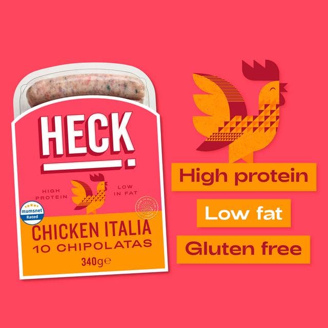 Heck Chicken Italia Gluten Free Chipolata Sausages x10 340g - gallery image 2