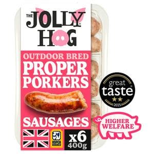 The Jolly Hog 6 x British Proper Pork Sausages with Rubbed Sage 400g