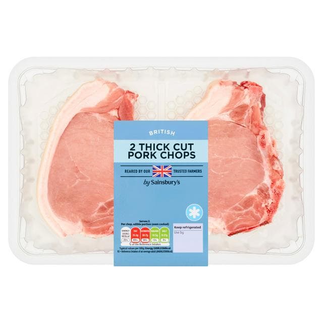 Sainsbury's Thick Cut British Pork Chops x2 500g - gallery image 1