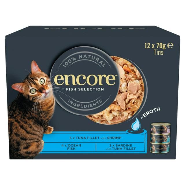 Encore Fish Selection In Broth Natural Cat Food Tins 12 x 70g - gallery image 1