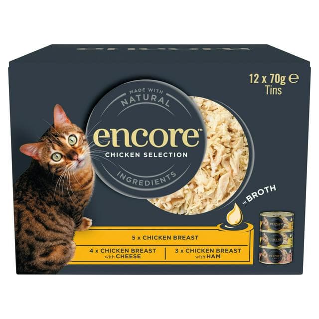 Encore Chicken Selection In Broth Natural Cat Food Tins 12 x 70g - gallery image 1