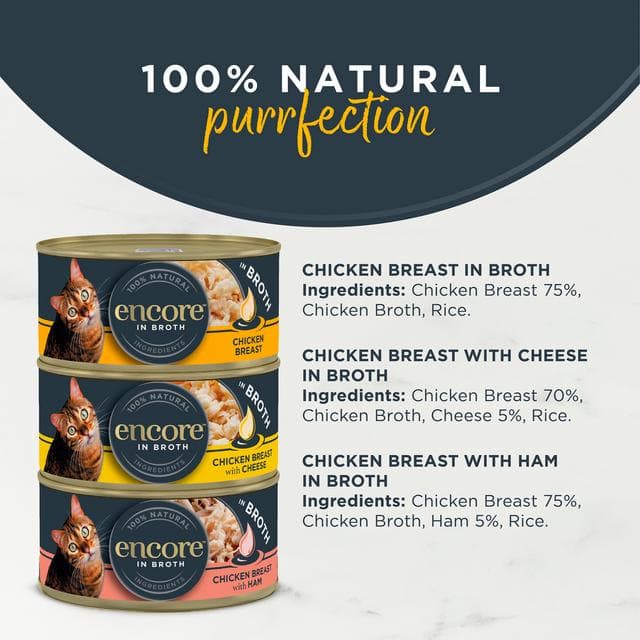 Encore Chicken Selection In Broth Natural Cat Food Tins 12 x 70g - gallery image 2