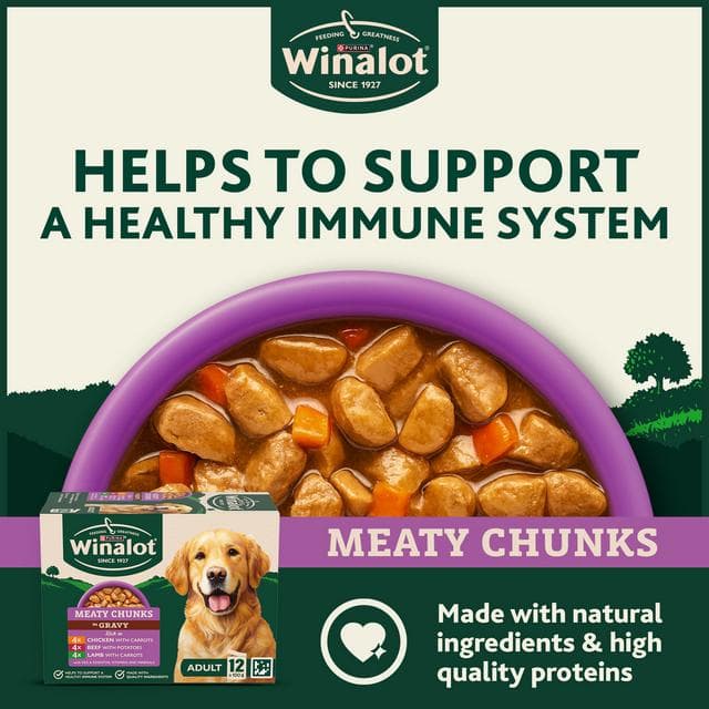 Winalot Meaty Chunks Mixed In Gravy Wet Dog Food 12 x 100g - gallery image 2