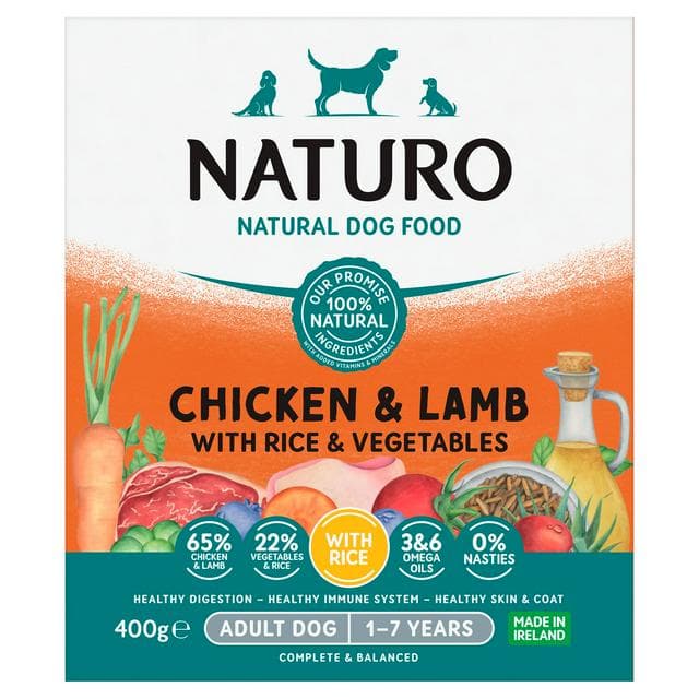 Naturo Natural Adult Dog Food Chicken & Lamb with Rice & Vegetables 1 to 7 Years 400g - gallery image 1