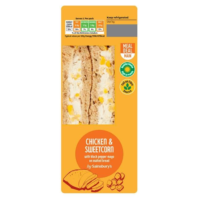 Sainsbury's Chicken & Sweetcorn with Black Pepper Mayo on Malted Bread Sandwich - gallery image 1