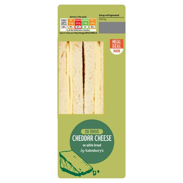 Sainsbury's No Mayo Cheddar Cheese on White Bread Sandwich - gallery image 1