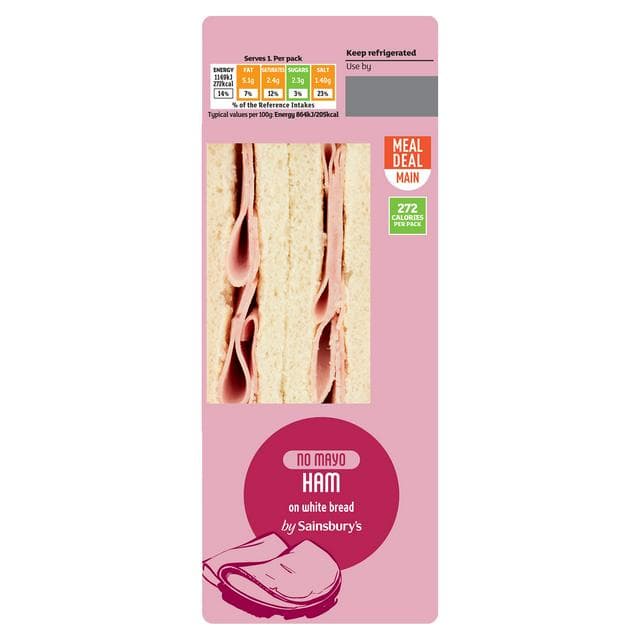 Sainsbury's No Mayo Ham on White Bread Sandwich - gallery image 1