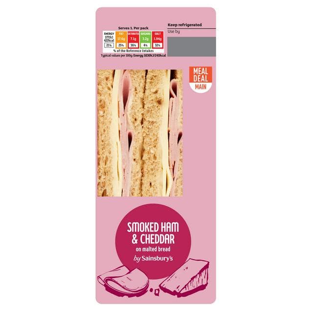 Sainsbury's Smoked Ham & Cheddar on Malted Bread Sandwich - gallery image 1
