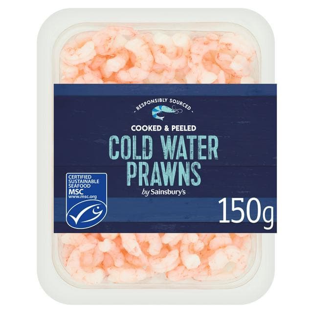 Sainsbury's Peeled Coldwater Prawns MSC 150g - gallery image 1