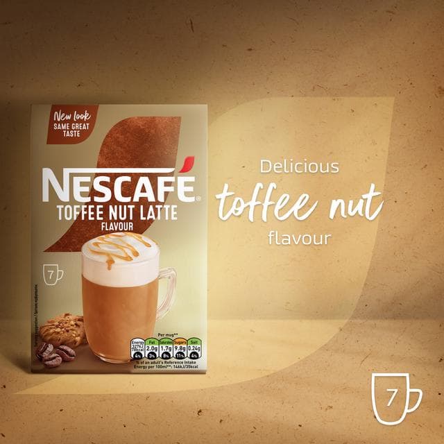 Nescafe Toffee Nut Latte Instant Coffee Sachets x7 130.2g - gallery image 2