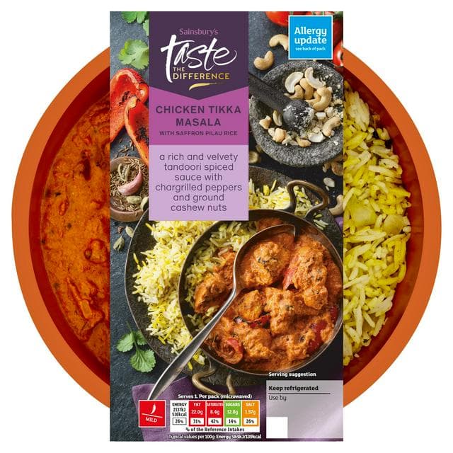 Sainsbury's Chicken Tikka Masala with Pilau Rice, Taste the Difference Ready Meal for 1 400g - gallery image 1