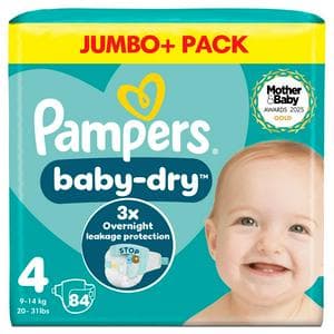 Pampers Baby Dry Jumbo+ Pack Nappies Size 4, 9kg-14kg x84