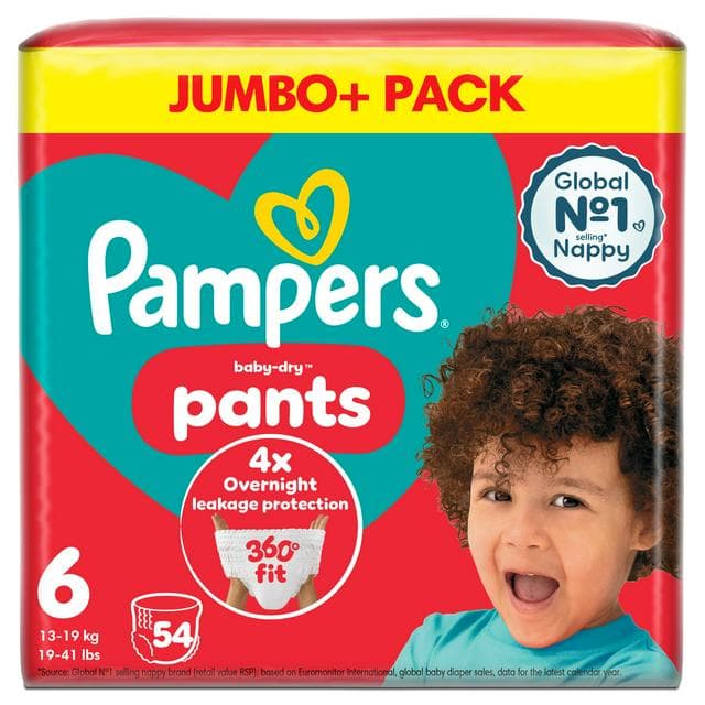 Pampers Baby Dry Nappy Pants Jumbo+ Pack Nappies Size 6, 14kg-19kg x54 - gallery image 1