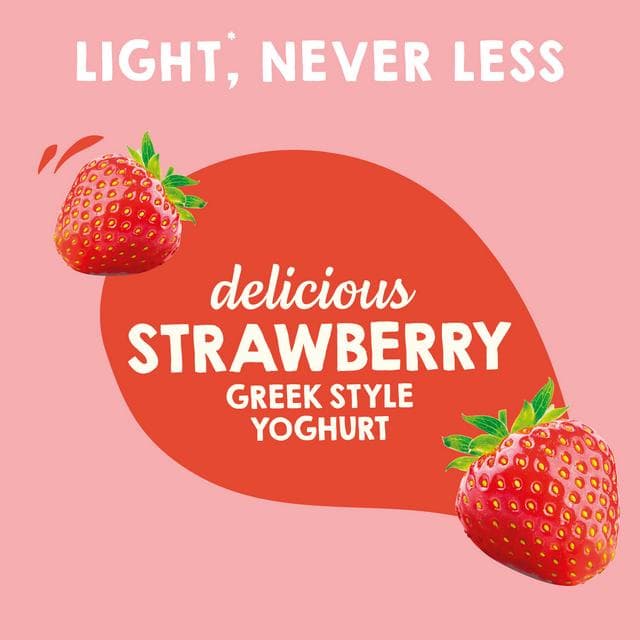 Light & Free Strawberry Greek Style 0% Added Sugar, Fat Free Yogurt 4x115g - gallery image 3
